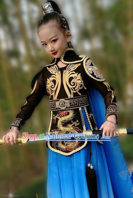 Chinese Girl Catwalk Show Clothing Martial Arts Garment Costume Children Kung Fu Outfits Stage Performance Swordsman Fashion