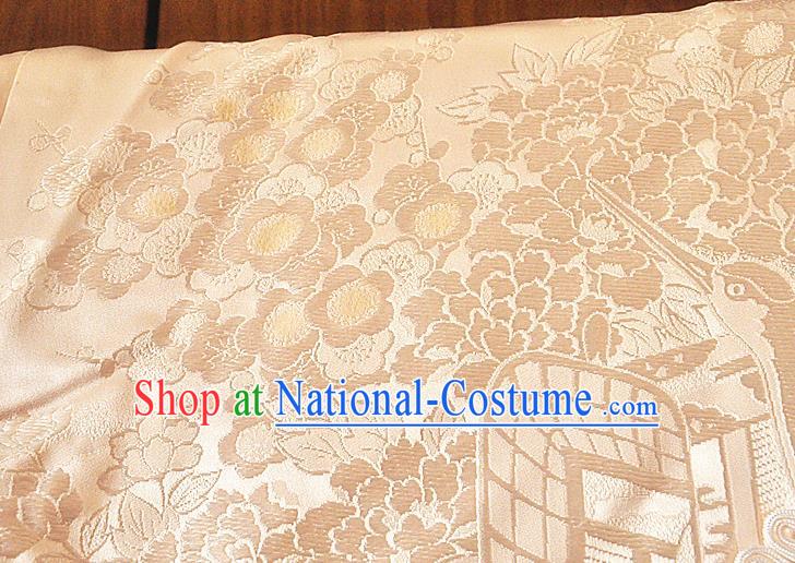 Japanese Traditional Wedding Bride Clothing Classical Embroidered Cranes Pattern Shiromuku Kimono Costume Court Empress White Silk Yukata Dress