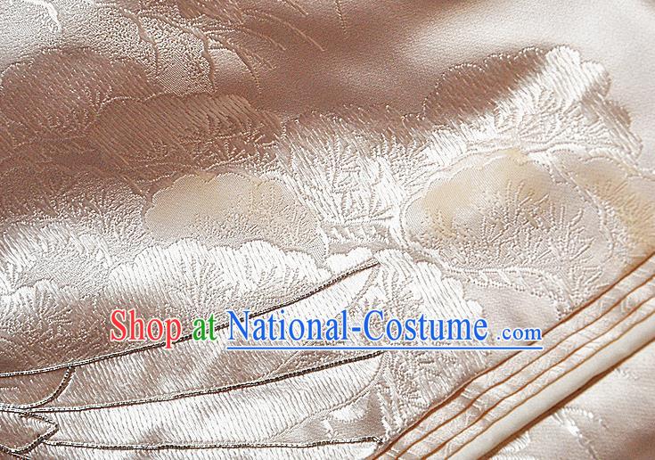 Japanese Traditional Wedding Bride Clothing Classical Embroidered Cranes Pattern Shiromuku Kimono Costume Court Empress White Silk Yukata Dress