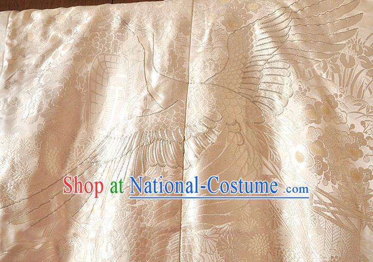 Japanese Traditional Wedding Bride Clothing Classical Embroidered Cranes Pattern Shiromuku Kimono Costume Court Empress White Silk Yukata Dress