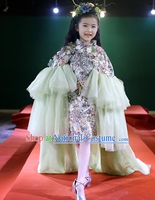 Custom Stage Show Trailing Full Dress Modern Dance Fashion Baroque Princess Clothing Girl Catwalks Garment Costumes