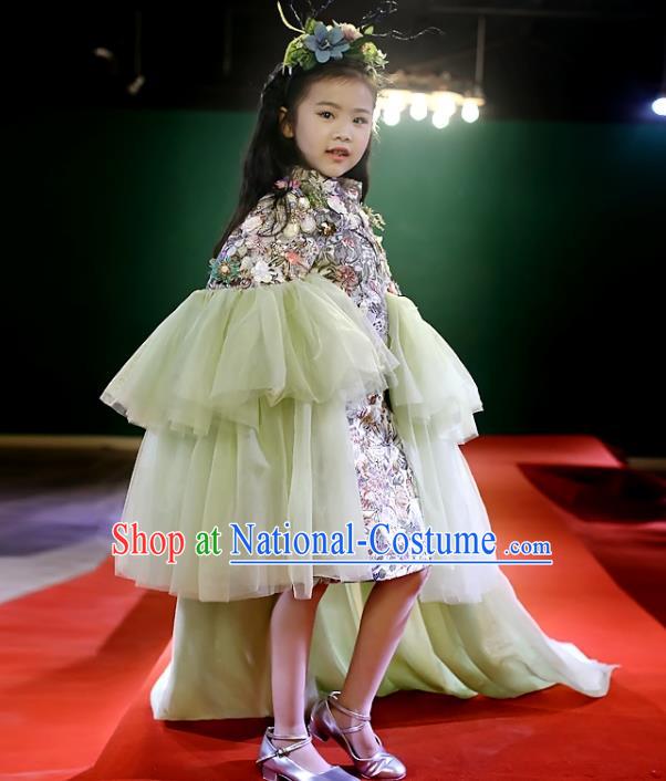 Custom Stage Show Trailing Full Dress Modern Dance Fashion Baroque Princess Clothing Girl Catwalks Garment Costumes