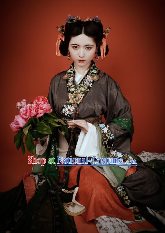 China Southern and Northern Dynasties Palace Lady Garment Costumes Traditional Dunhuang Murals Historical Clothing Ancient Royal Princess Hanfu Dress Apparels