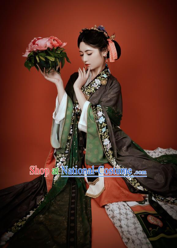 China Southern and Northern Dynasties Palace Lady Garment Costumes Traditional Dunhuang Murals Historical Clothing Ancient Royal Princess Hanfu Dress Apparels