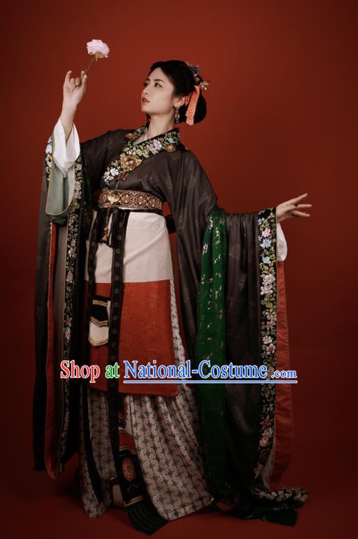 China Southern and Northern Dynasties Palace Lady Garment Costumes Traditional Dunhuang Murals Historical Clothing Ancient Royal Princess Hanfu Dress Apparels