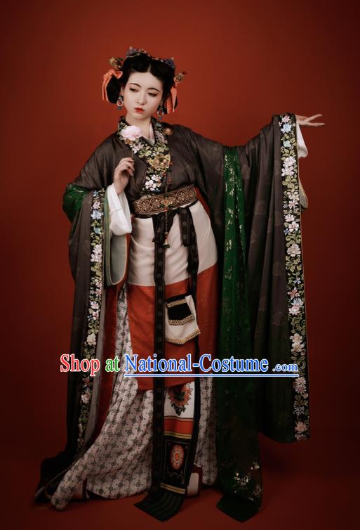 China Southern and Northern Dynasties Palace Lady Garment Costumes Traditional Dunhuang Murals Historical Clothing Ancient Royal Princess Hanfu Dress Apparels