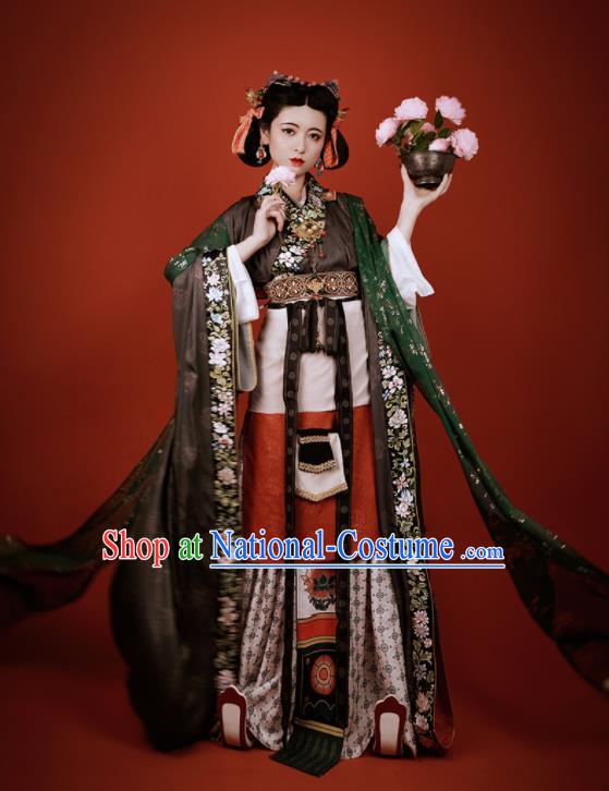 China Southern and Northern Dynasties Palace Lady Garment Costumes Traditional Dunhuang Murals Historical Clothing Ancient Royal Princess Hanfu Dress Apparels