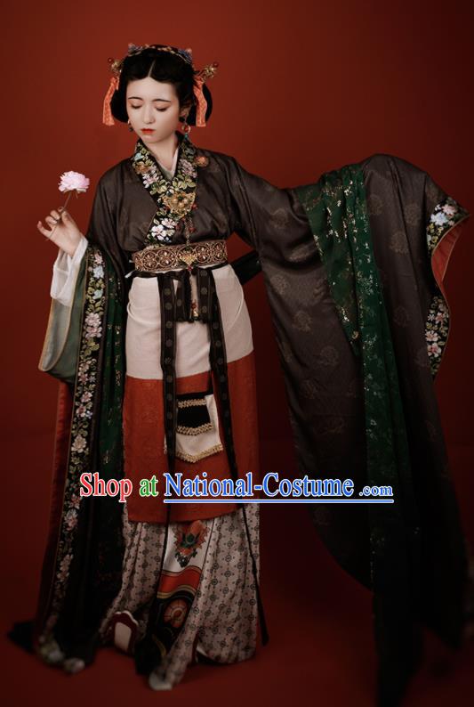 China Southern and Northern Dynasties Palace Lady Garment Costumes Traditional Dunhuang Murals Historical Clothing Ancient Royal Princess Hanfu Dress Apparels