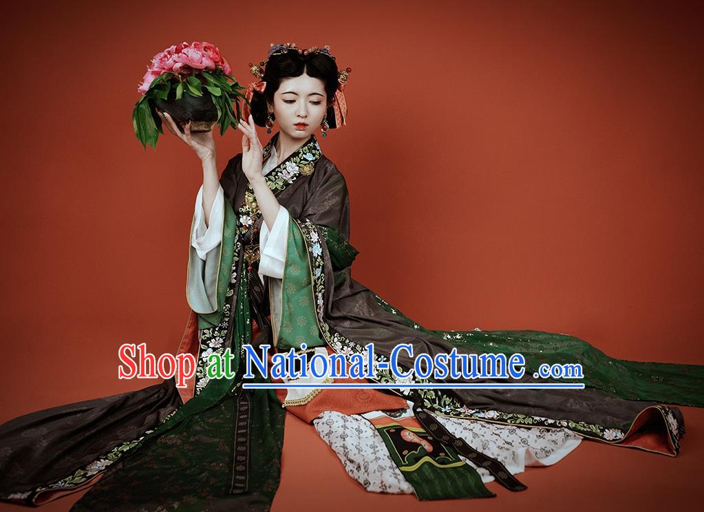 China Southern and Northern Dynasties Palace Lady Garment Costumes Traditional Dunhuang Murals Historical Clothing Ancient Royal Princess Hanfu Dress Apparels