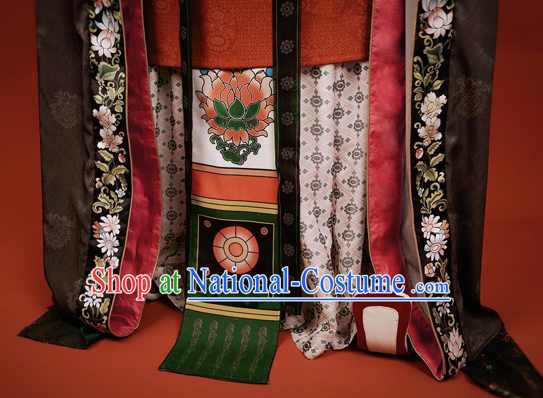 China Southern and Northern Dynasties Palace Lady Garment Costumes Traditional Dunhuang Murals Historical Clothing Ancient Royal Princess Hanfu Dress Apparels