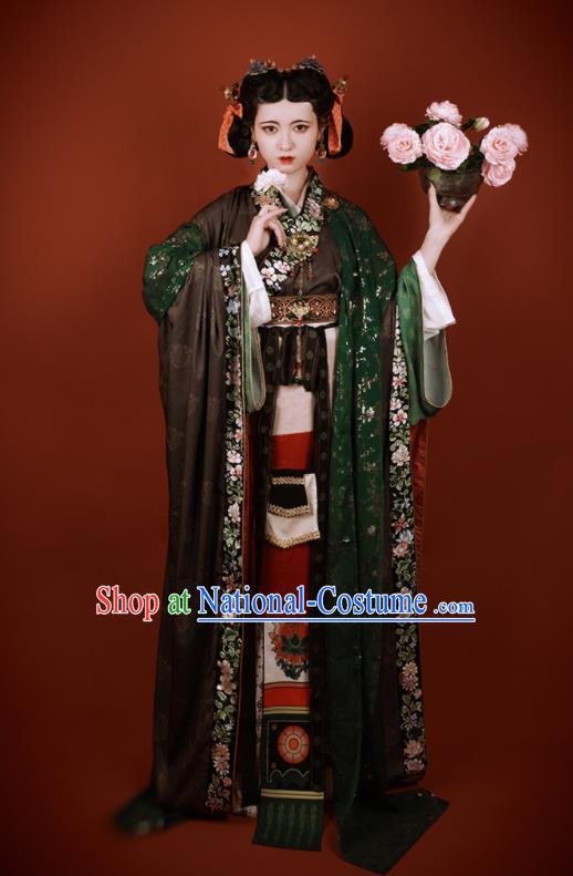 China Southern and Northern Dynasties Palace Lady Garment Costumes Traditional Dunhuang Murals Historical Clothing Ancient Royal Princess Hanfu Dress Apparels