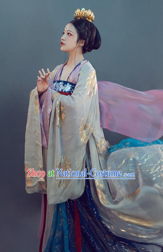 China Tang Dynasty Court Beauty Hanfu Garments Traditional Historical Costumes Ancient Imperial Consort Dress Clothing Full Set