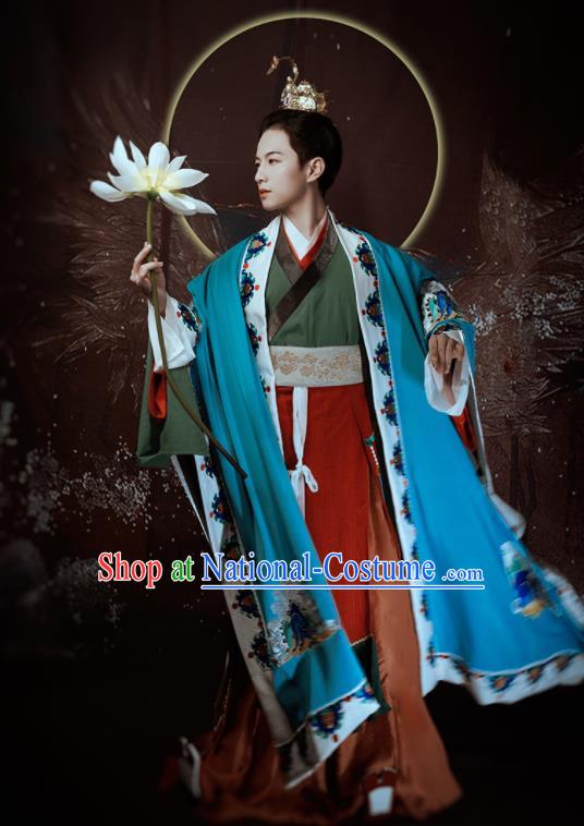 China Ancient Prince Hanfu Clothing Tang Dynasty Noble Childe Garment Costumes Traditional Dunhuang Murals Historical Attire for Men