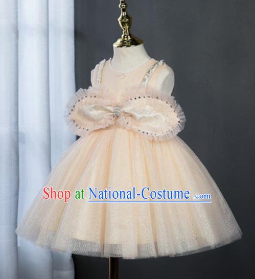 Custom Modern Dance Clothing Children Catwalks Garment Costume Christmas Performance Champagne Full Dress Girl Princess Fashion