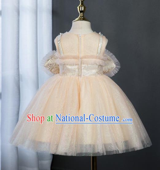 Custom Modern Dance Clothing Children Catwalks Garment Costume Christmas Performance Champagne Full Dress Girl Princess Fashion