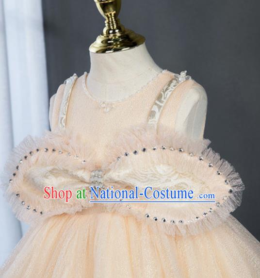 Custom Modern Dance Clothing Children Catwalks Garment Costume Christmas Performance Champagne Full Dress Girl Princess Fashion