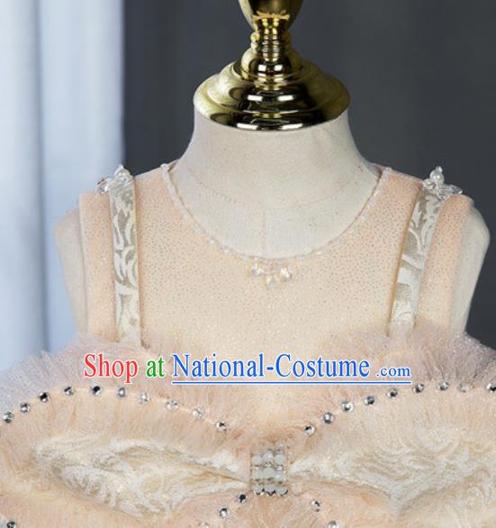 Custom Modern Dance Clothing Children Catwalks Garment Costume Christmas Performance Champagne Full Dress Girl Princess Fashion