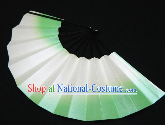 Japan Traditional Court Light Green Fan Handmade Craft Fans Geisha Performance Accordion Classical Dance Folding Fan