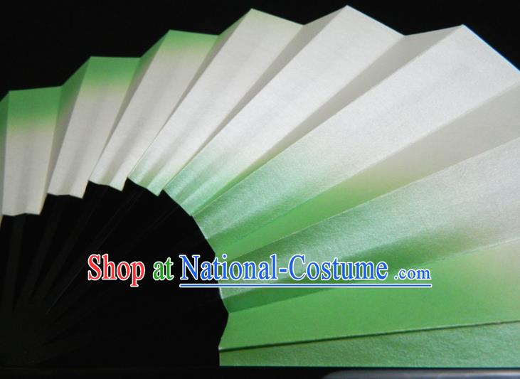 Japan Traditional Court Light Green Fan Handmade Craft Fans Geisha Performance Accordion Classical Dance Folding Fan