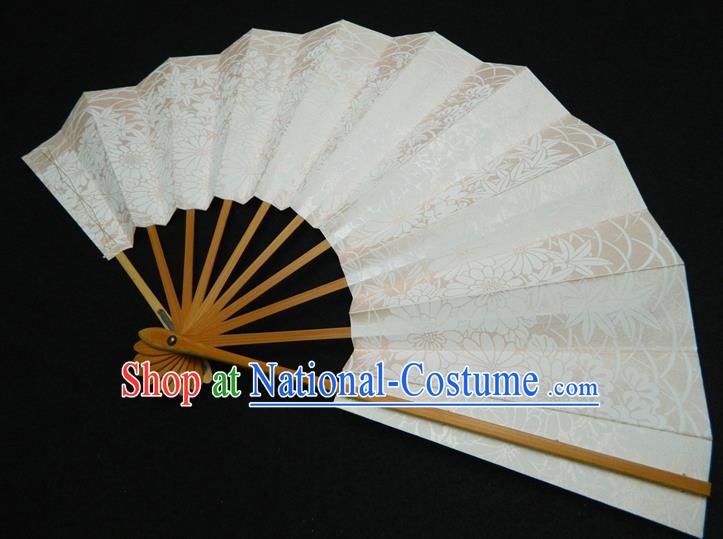 Japan Handmade Bamboo Craft Fans Geisha Performance Accordion Classical Dance Folding Fan Traditional Chrysanthemum Pattern Fan