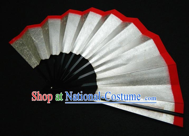 Japan Traditional Silver Fan Handmade Bamboo Craft Fans Geisha Performance Accordion Classical Dance Folding Fan