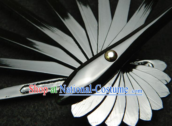 Japan Traditional Silver Fan Handmade Bamboo Craft Fans Geisha Performance Accordion Classical Dance Folding Fan