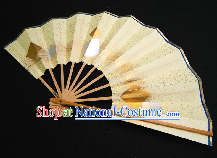 Japan Geisha Performance Accordion Classical Light Golden Folding Fan Traditional Dance Fan Handmade Bamboo Craft Fans