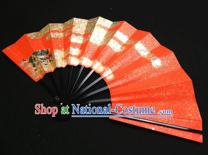 Japan Handmade Ebony Craft Fans Geisha Performance Accordion Classical Red Folding Fan Traditional Dance Fan