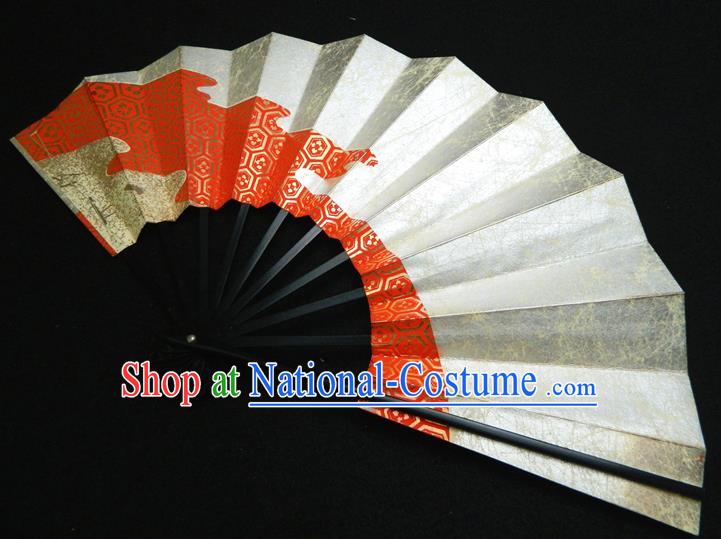 Japan Traditional Tortoiseshell Pattern Fan Handmade Ebony Craft Fans Geisha Performance Accordion Classical Argent Folding Fan