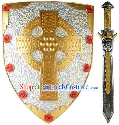 Top Halloween Fancy Ball Warrior Toys Cosplay Hero Sword and Shield Masquerade Party Props Stage Show Knight Accessories