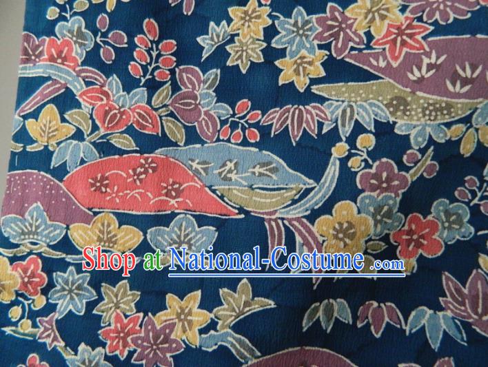 Japanese Traditional Garment Costume Court Woman Bluel Yukata Dress Classical Plum Pine Bamboo Pattern Edo Komon Kimono Clothing