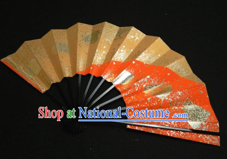 Japan Handmade Kimono Dance Accordion Craft Classical Dance Fan Traditional Geisha Performance Golden Folding Fan