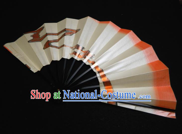 Japan Traditional Stage Performance Beige Folding Fan Handmade Kimono Accordion Craft Geisha Dance Fan