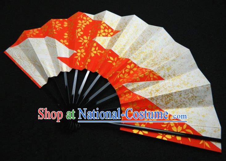 Japan Traditional Court Paper Fan Handmade Craft Sakura Fans Kimono Performance Accordion Geisha Dance Folding Fan