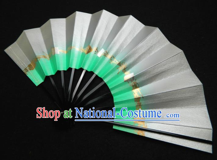 Japan Geisha Dance Folding Fan Traditional Court Light Grey Fan Handmade Craft Fans Kimono Performance Accordion