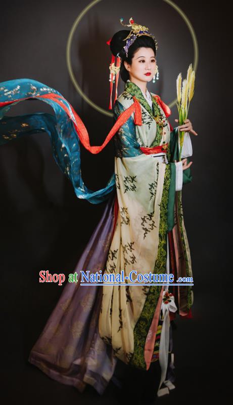 China Traditional Historical Costumes Ancient Goddess Queen Dress Clothing Song Dynasty Court Empress Hanfu Garments Complete Set