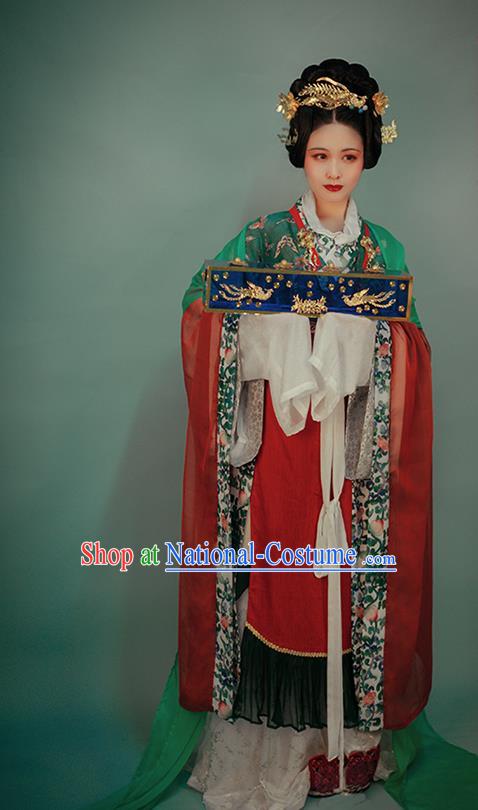 China Traditional Dunhuang Murals Historical Costumes Ancient Royal Countess Garment Clothing Song Dynasty Noble Woman Hanfu Dress