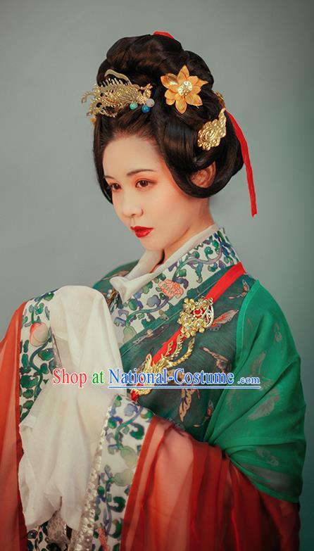 China Traditional Dunhuang Murals Historical Costumes Ancient Royal Countess Garment Clothing Song Dynasty Noble Woman Hanfu Dress