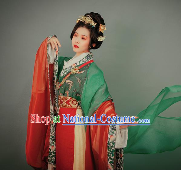 China Traditional Dunhuang Murals Historical Costumes Ancient Royal Countess Garment Clothing Song Dynasty Noble Woman Hanfu Dress