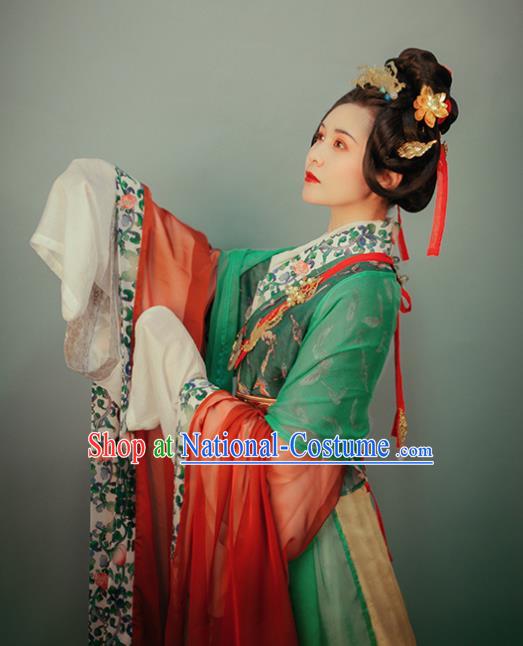 China Traditional Dunhuang Murals Historical Costumes Ancient Royal Countess Garment Clothing Song Dynasty Noble Woman Hanfu Dress