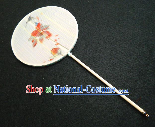 Japan Handmade Printing Red Lotus Silk Fan Geisha Performance Fan Classical Dance Circular Fan Traditional Palace Fan