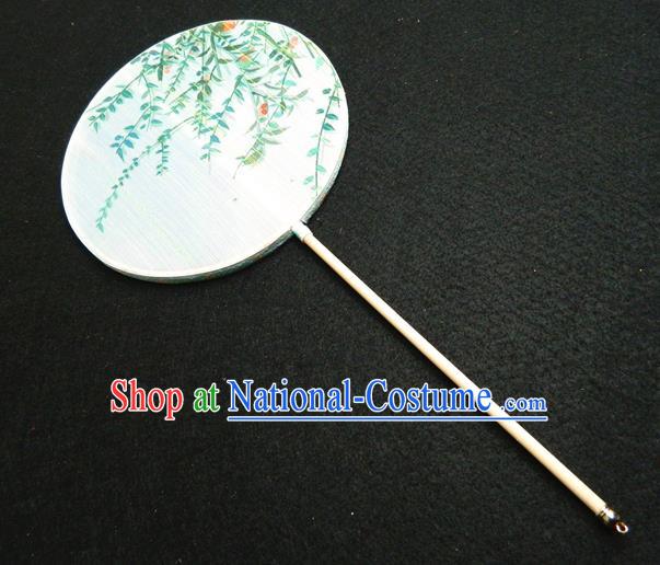 Japan Traditional Palace Fan Handmade Printing Reeds Silk Fan Geisha Performance Fan Classical Dance Circular Fan