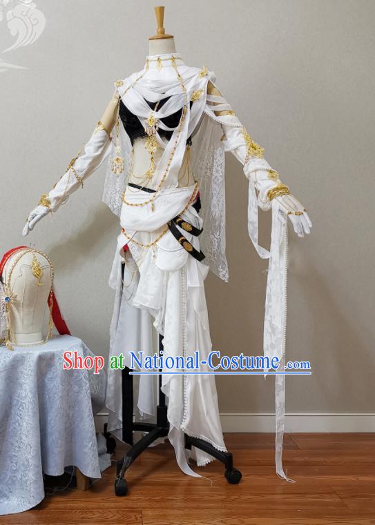 China Cosplay Fairy Garment Costumes Ancient Female Knight White Dress Outfits Traditional JX Online Swordswoman Clothing