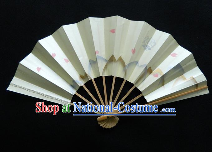 Japan Handmade Bamboo Fan Traditional Dance Folding Fan Geisha Performance Sakura Painting Fan Woman Accordion