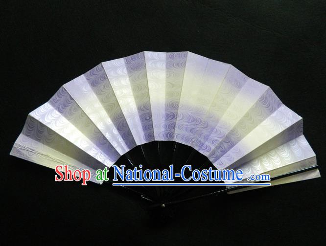 Japan Woman Lilac Accordion Handmade Ebony Fan Traditional Dance Folding Fan Geisha Performance Fan