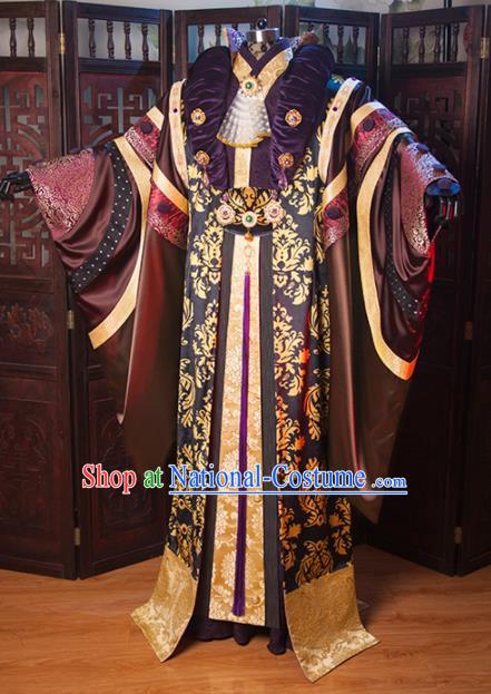 China Ancient King Garment Costumes Traditional Puppet Show Emperor Uniforms Cosplay Swordsman Hanfu Clothing