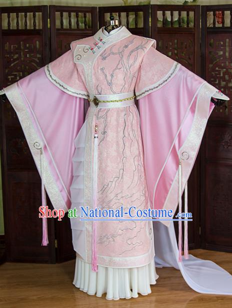 China Cosplay Fairy Princess Garment Costumes Ancient Swordswoman Pink Hanfu Dress Traditional Puppet Show Chu Huarong Clothing