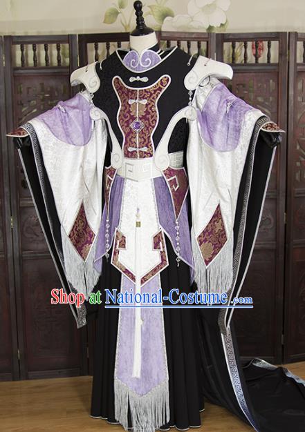 China Ancient Noble Childe Garment Costumes Traditional Puppet Show King Beichen Yin Uniforms Cosplay Swordsman Hanfu Clothing