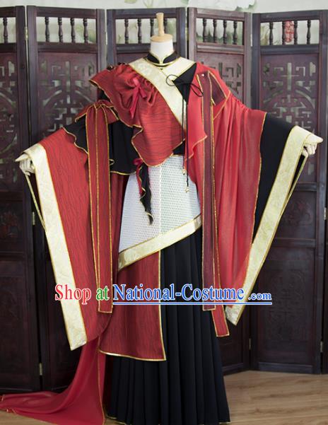 China Ancient Queen Hanfu Dress Traditional Puppet Show Fairy Yu Waner Clothing Cosplay Female Swordsman Garment Costumes