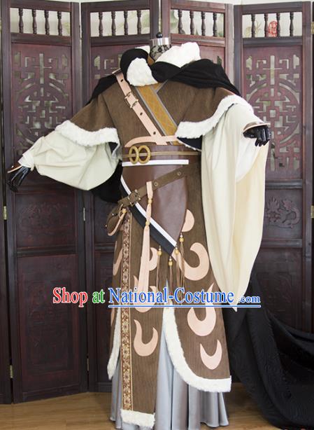 China Ancient Chivalrous Male Garment Costumes Traditional Puppet Show Swordsman Shang Buhuan Uniforms Cosplay King Hanfu Clothing